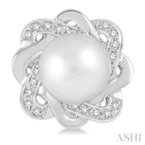 6x6 MM Round Shape Cultured Pearls and 1/10 Ctw Round Cut Diamond Earrings in Sterling Silver
