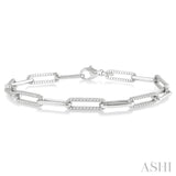 1 Ctw Round Cut Diamond Paperclip Bracelet in 10K White Gold