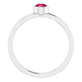 14K White 4 mm Lab-Grown Ruby Ring