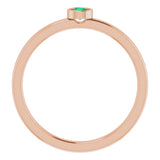 14K Rose 3 mm Natural Emerald Ring