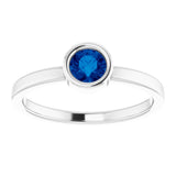 14K White 4.5 mm Lab-Grown Blue Sapphire Ring