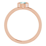 14K Rose 4.5 mm Natural Blue Zircon Ring