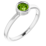 Rhodium-Plated Sterling Silver 4.5 mm Natural Peridot Ring