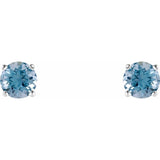 14K White Gold 5 mm Natural Aquamarine Earrings