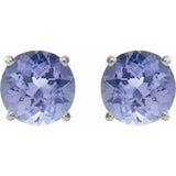 14K White Gold 5 mm Natural Tanzanite Earrings