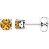 14K White 5 mm Natural Yellow Sapphire Stud Earrings