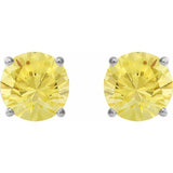 14K White 5 mm Natural Yellow Sapphire Stud Earrings