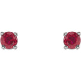 14K White Gold 2.5 mm Natural Ruby Earrings