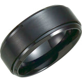 Black Titanium 9 mm Beveled Stepped-Edge Band Size 8.5