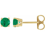 14K Yellow Gold 4 mm Natural Emerald Earrings