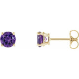 14K Yellow Gold 5 mm Natural Amethyst Earrings