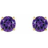 14K Yellow Gold 5 mm Natural Amethyst Earrings