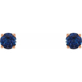 14K Rose 4 mm Natural Blue Sapphire Stud Earrings