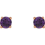 14K Rose 4 mm Natural Amethyst Stud Earrings