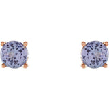 14K Rose 4 mm Natural Tanzanite Stud Earrings