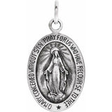 14K White 15x11 mm Oval Miraculous Medal