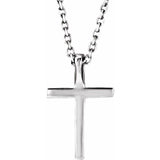 14K White Natural Amethyst Petite Cross 16" Necklace