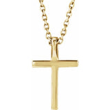 14K Yellow Natural Swiss Blue Topaz Petite Cross 16" Necklace