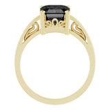 14K Yellow Natural Black Onyx Scroll Setting® Ring