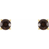 14K Yellow Gold 4 mm Natural Smoky Quartz Earrings