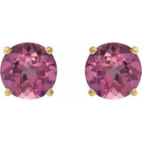 14K Yellow Gold 5 mm Natural Pink Tourmaline Earrings