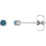 14K White Gold 2.5 mm Natural Sky Blue Topaz Earrings