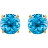 14K Yellow Gold 5 mm Natural Swiss Blue Topaz Earrings