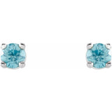 14K White Gold 2.5 mm Natural Blue Zircon Earrings