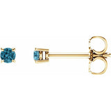 14K Yellow Gold 2.5 mm Natural Blue Zircon Earrings