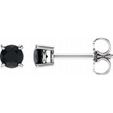 14K White 4 mm Natural Black Onyx Stud Earrings
