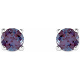 14K White Gold 4 mm Lab-Grown Alexandrite Earrings
