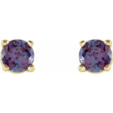 14K Yellow Gold 4 mm Lab-Grown Alexandrite Earrings