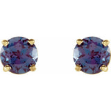 14K Yellow Gold 5 mm Lab-Grown Alexandrite Earrings