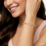 1/2 Ctw Round Cut Diamond Open Window Oval Link Bangle in 14K Yellow Gold