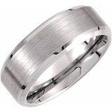 Tungsten 8 mm Beveled-Edge Band with Satin Center Size 11.5