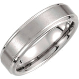 Tungsten 6 mm Stepped-Edge Inlay Comfort-Fit Band  Size 8