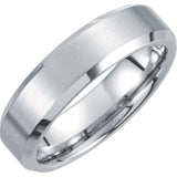 White Tungsten 6 mm Beveled-Edge Inlay Band Size 7