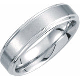 White Tungsten 6 mm Stepped-Edge Inlay Comfort-Fit Band  Size 12
