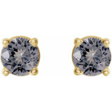 14K Yellow Gold 3 mm Natural Gray Spinel Earrings