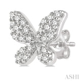1/5 Ctw Butterfly Motif Round Cut Diamond Petite Fashion Earrings in 10K White Gold
