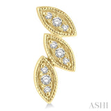 1/10 Ctw Tri Leaf Round Cut Diamond Petite Earrings in 10K Yellow Gold