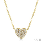 1/8 Ctw Heart Charm Round Cut Diamond Petite Pendant With Chain in 10K Yellow Gold