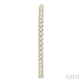 4 Ctw Inside-Out Round Cut Diamond 1 1/2 Inch Hoop Earrings in 14K Yellow Gold