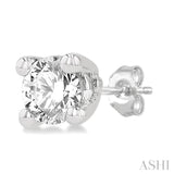 1/10 Ctw Round Cut Diamond Stud Earrings in 14K White Gold