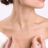 1 Ctw Clover Round Cut Diamond Pendant With Chain in 14K Yellow Gold