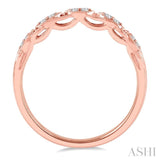 1/10 Ctw Marquise Shape Lattice Round Cut Diamond Wedding Band in 14K Rose Gold