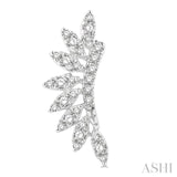 1/3 Ctw Arched Marquise Projection Round Cut Diamond Petite Fashion Earrings in 14K White Gold