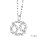 1/8 Ctw Cancer Round Cut Diamond Zodiac Pendant With Chain in 10K White Gold