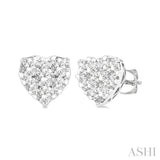 1/2 Ctw Heart Shape Lovebright Round Cut Diamond Stud Earrings in 14K White Gold