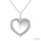 1/10 Ctw Heart Shape Round Cut Diamond Keepsake Locket Pendant With Chain in Sterling Silver